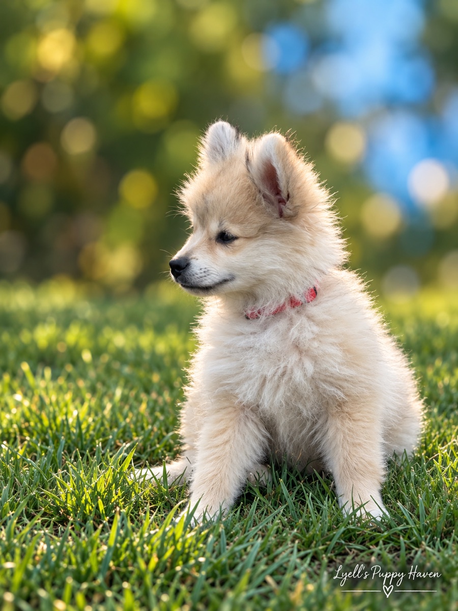 Peanut, a Fox Face Pomeranian raised at Lyell's Puppy Haven