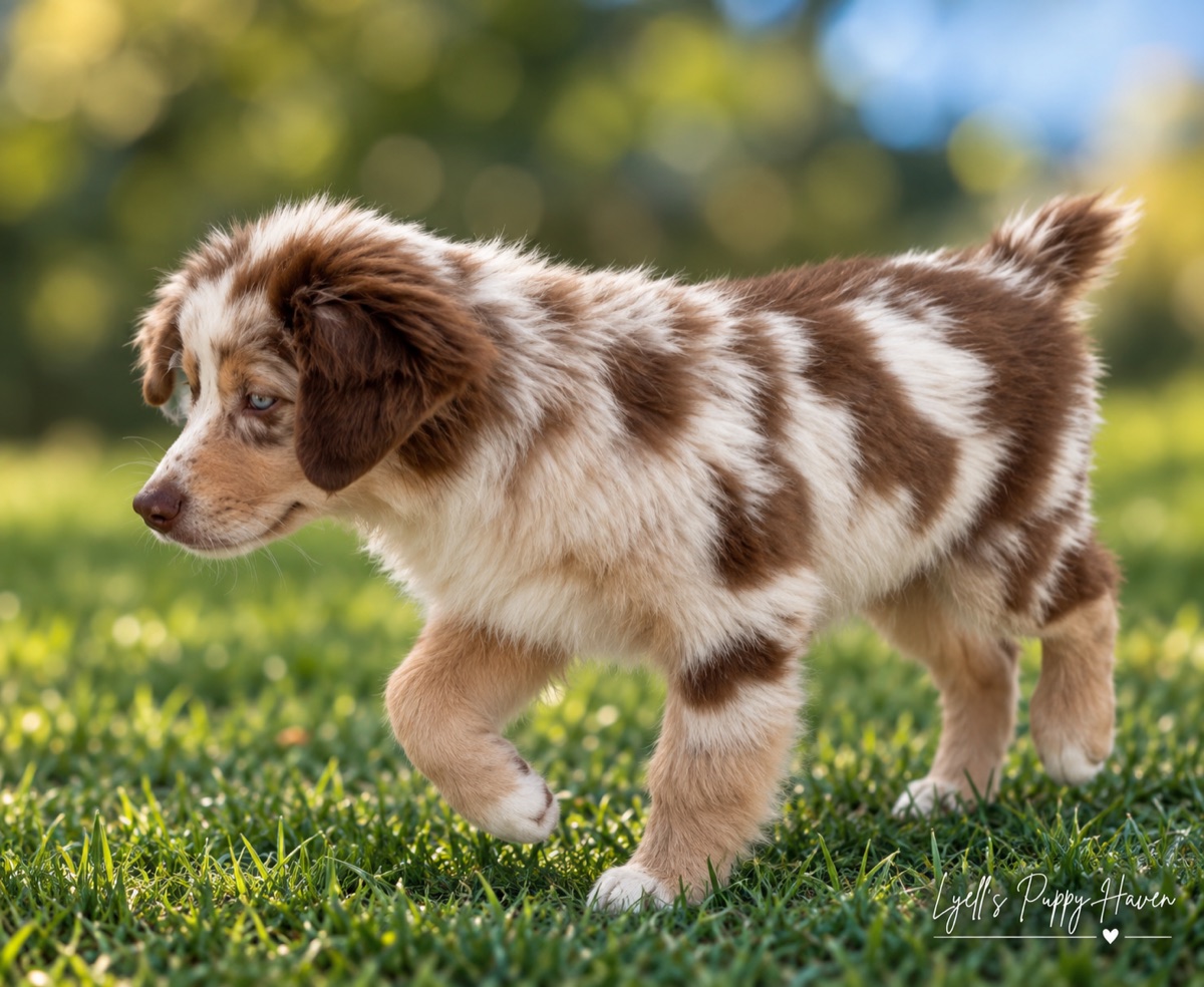 Zuko, a Mini American Shepherd raised at Lyell's Puppy Haven