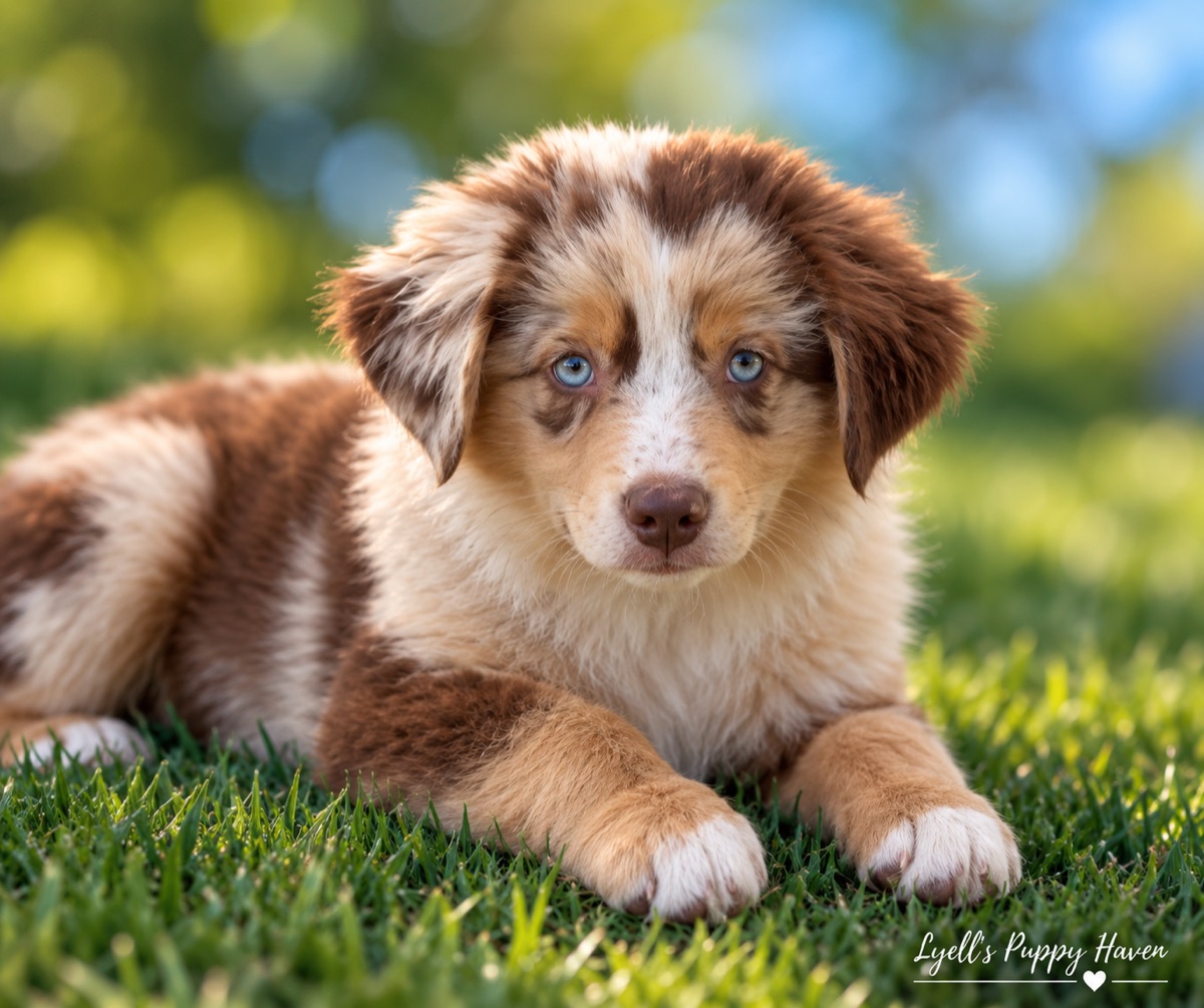 Zuko, a Mini American Shepherd raised at Lyell's Puppy Haven
