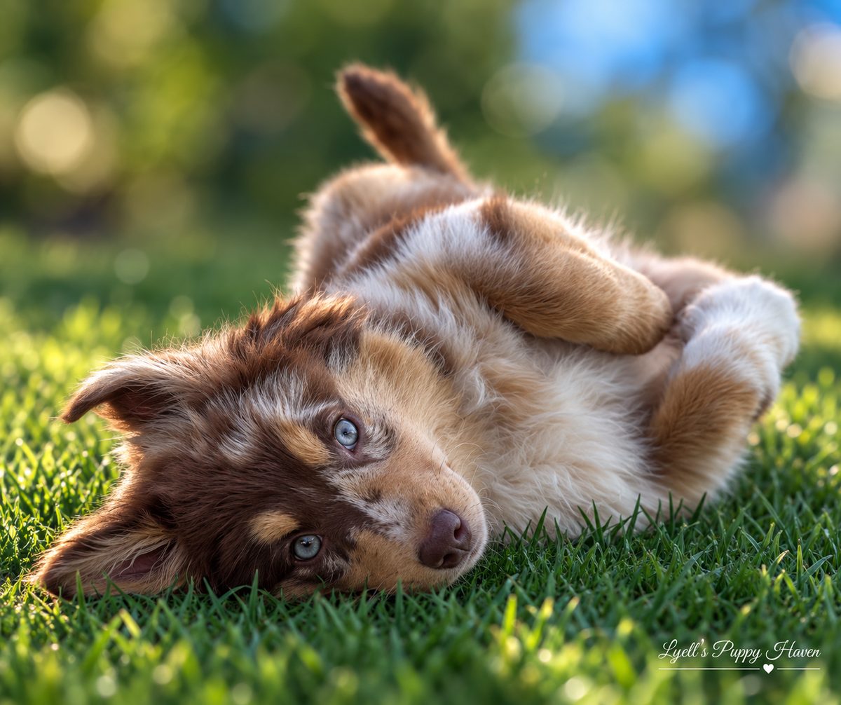 Zula, a Mini American Shepherd raised at Lyell's Puppy Haven