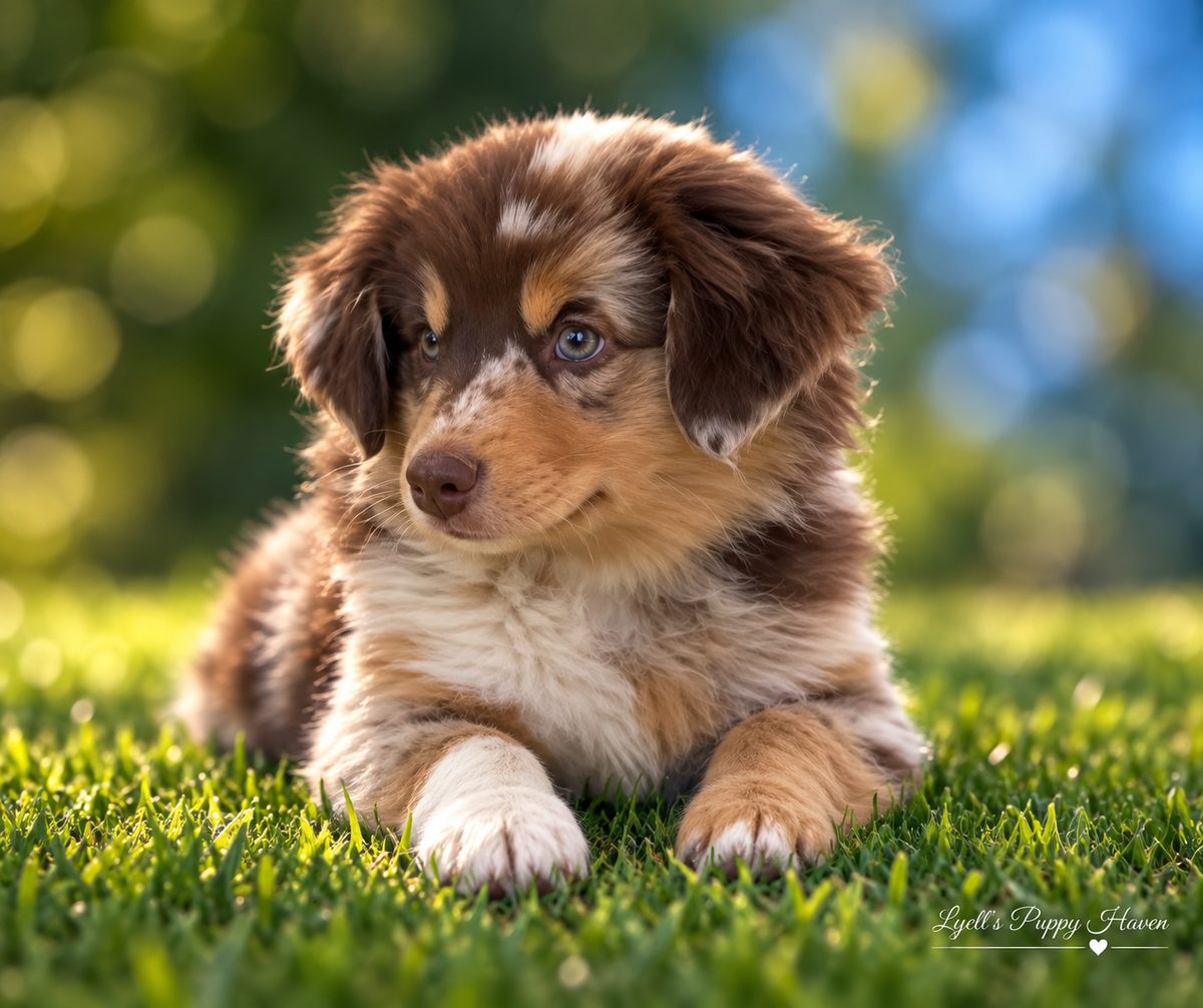 Zula, a Mini American Shepherd raised at Lyell's Puppy Haven